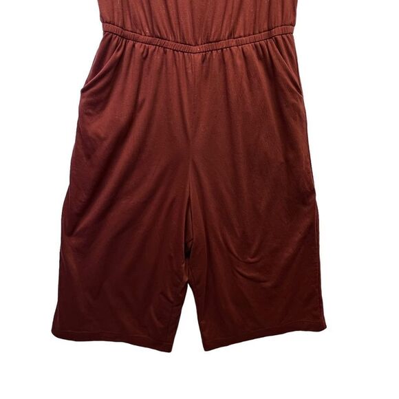 Torrid 1 MARSALA STARS TEXTURED KNIT CULOTTE JUMPSUIT - Picture 9 of 16